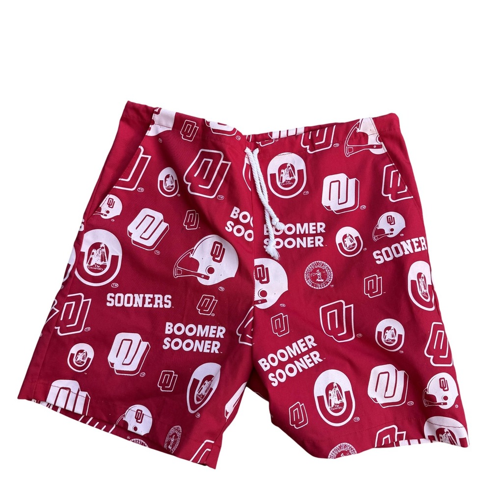 Oklahoma Sooners Shorts Mens Medium Red NCAA Football Boomer‎ Sooner Made USA